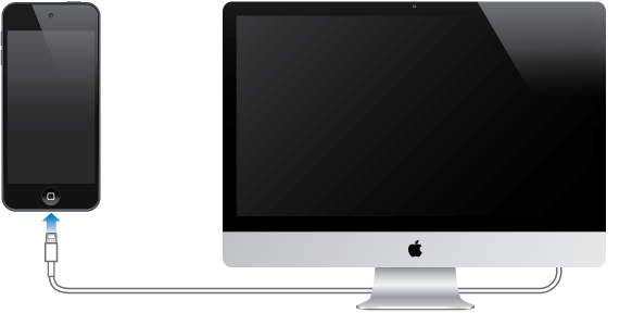 iPod touch connected to a Mac computer