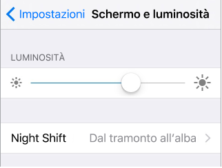 Impostazione della luminosità dello schermo