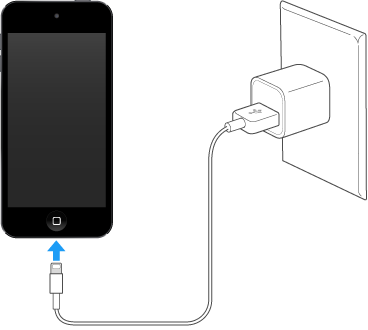 iPod touch collegato all’alimentatore