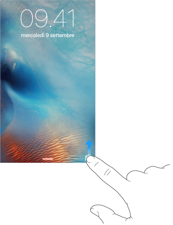 Fai scorrere un dito sull’icona della fotocamera nell’angolo inferiore destro di Blocco schermo per accedere rapidamente alla fotocamera.