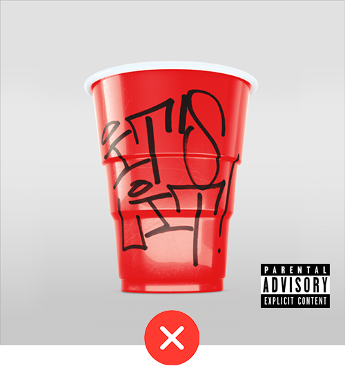An example of album motion art displaying an image with a parental advisory logo.