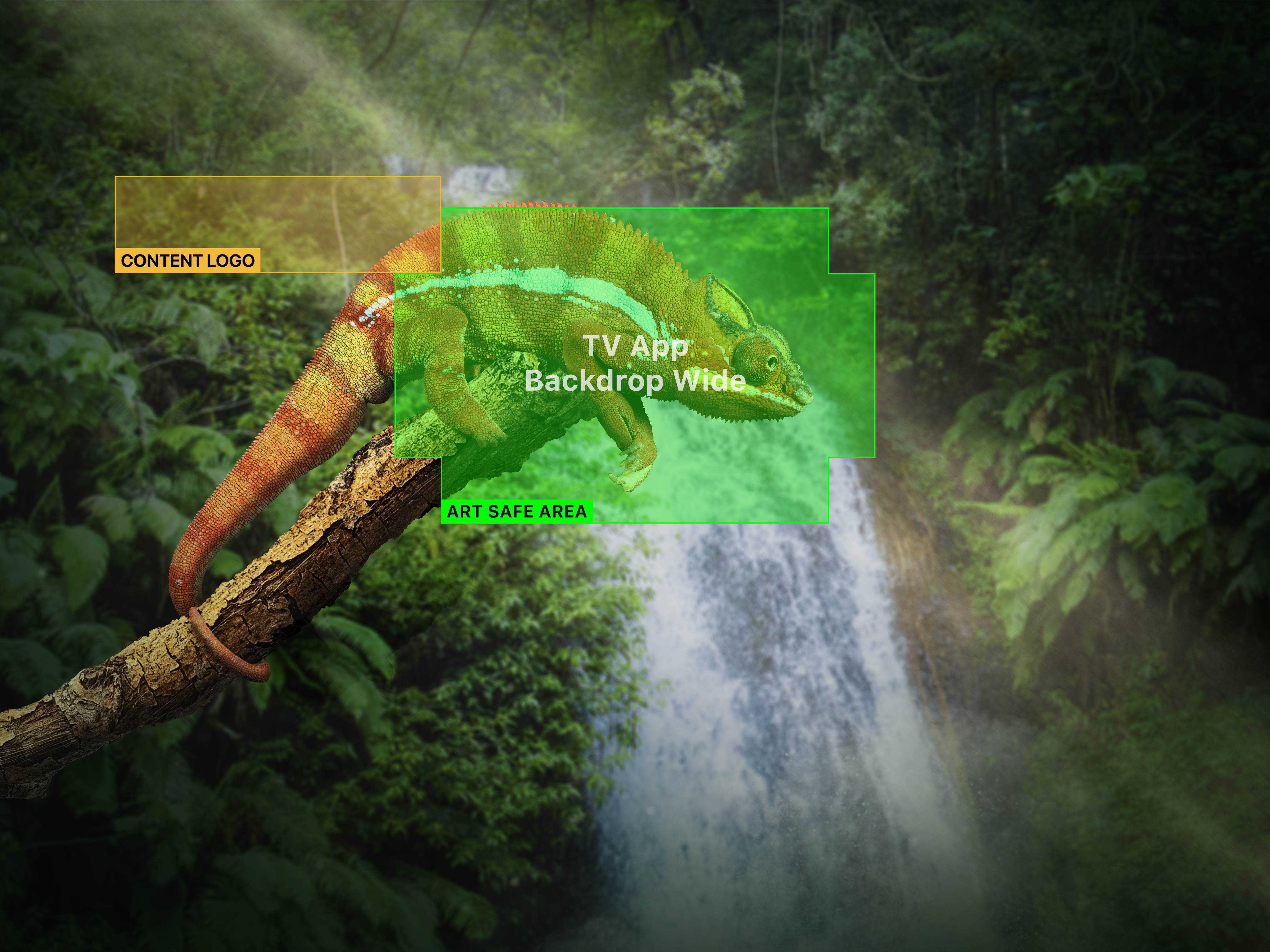 Photoshop template with safe areas in green and yellow