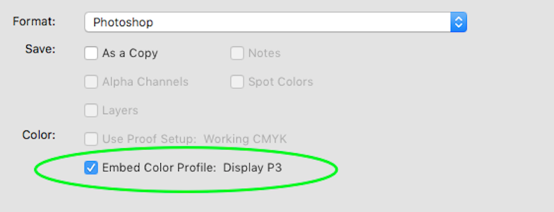 Embed Color Profile: Display P3