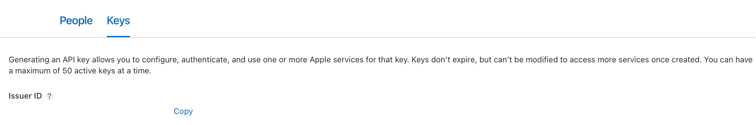 Keys and Issuer ID