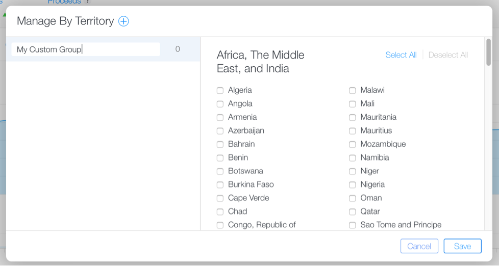 自定义地区（国家／地区）