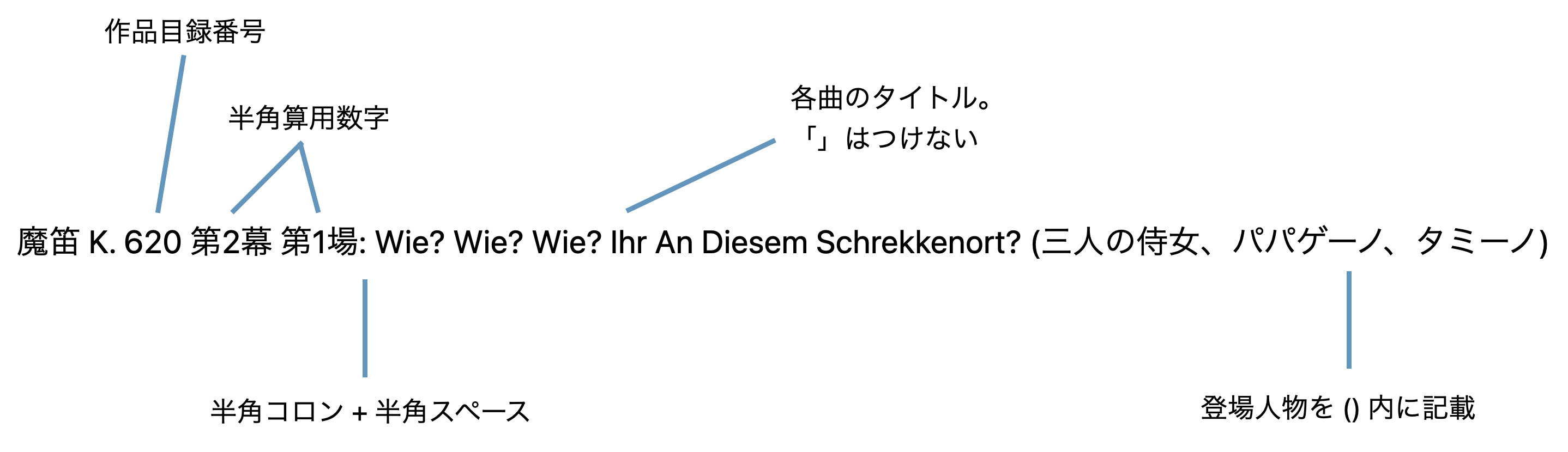 オペラタイトルの表記形式の例。