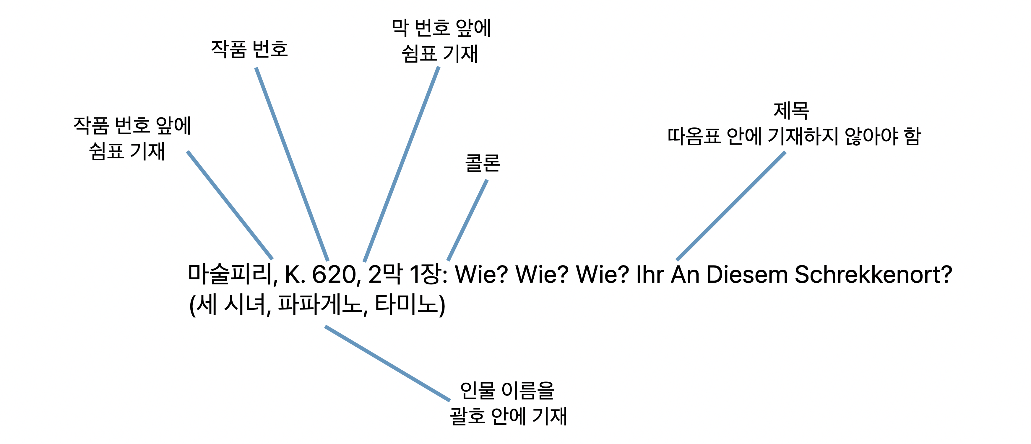 오페라 제목 형식의 예시.
