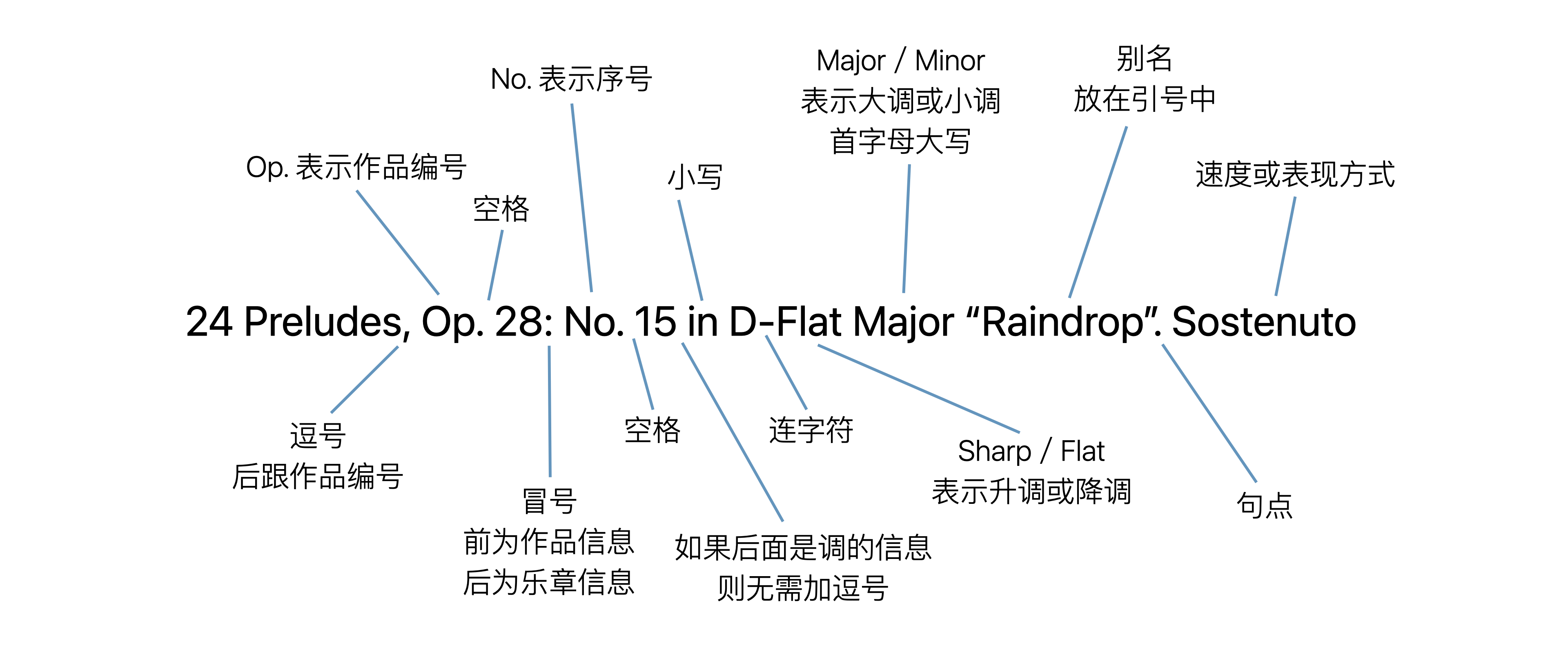 图为曲集的名称格式示例，适用于有编号的古典音乐曲集。