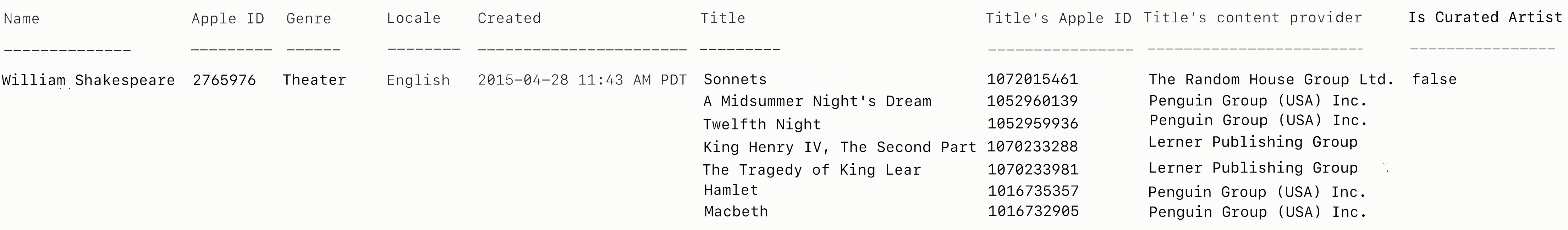 カラム出力のイメージ