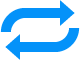 Two curved blue arrows pointing in opposite directions