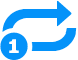 Two curved blue arrows pointing in opposite directions