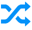 Two crossing curved blue arrows pointing to the right
