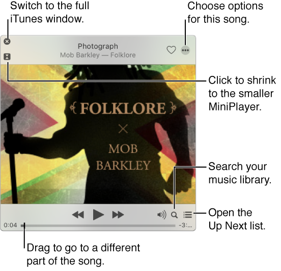 Screenshot of the expanded MiniPlayer