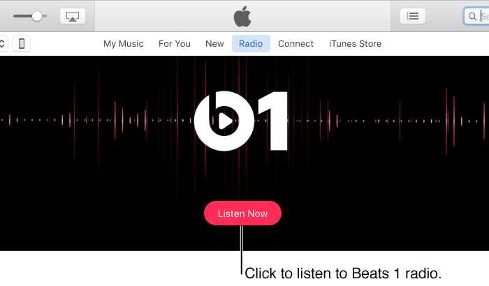 The Listen Now button for Beats One radio