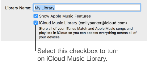 The iCloud Music Library checkbox in General Preferences