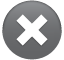 Delete icon, an X inside a gray dot