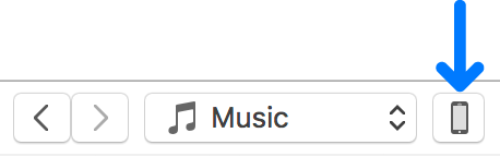 The Device button selected near the top of the iTunes window.