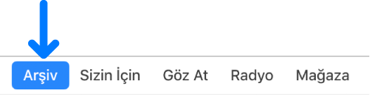 Gezinme çubuğundaki Arşiv düğmesi.