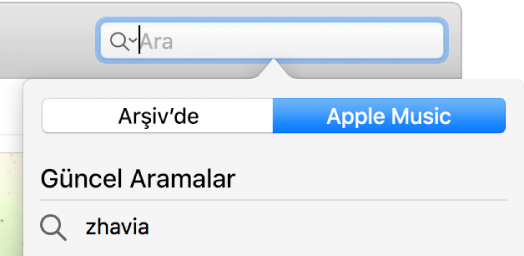 Apple Music için arama alanı.