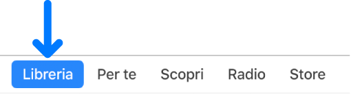Pulsante Libreria nella barra di navigazione.