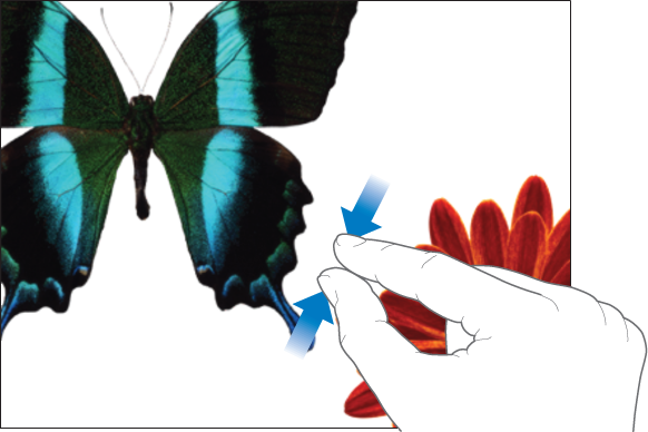 Image of placing two fingers on the screen and bringing them together