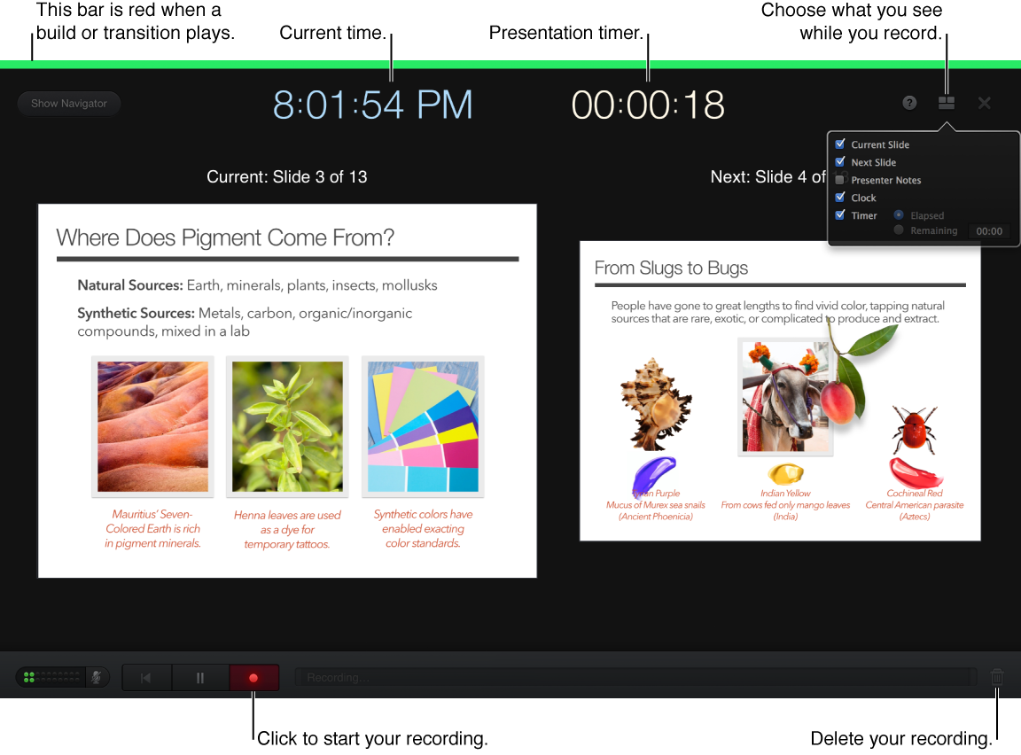 Slide recording mode