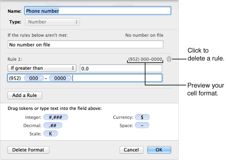 Custom number cell format with rules