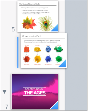 Slide navigator with line next to indented slide