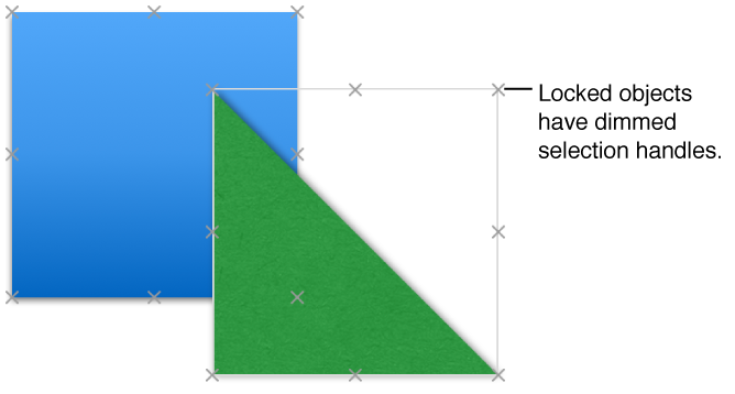 Locked objects showing dimmed selection handles
