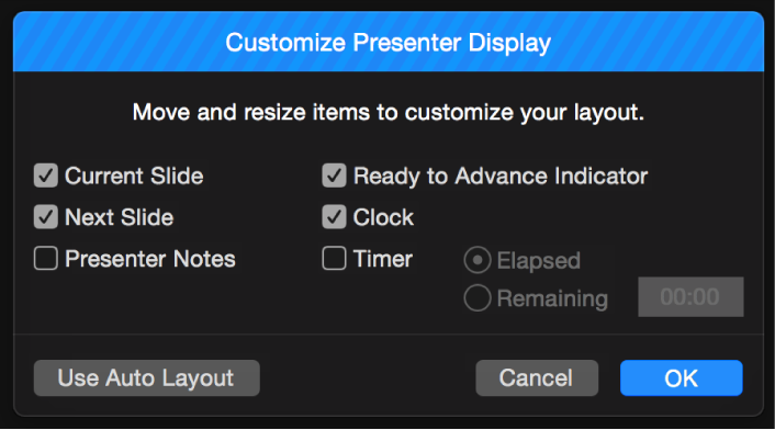 Customize Presenter Display dialog