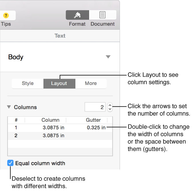Format inspector with Style pane open, showing color controls and text formatting options.