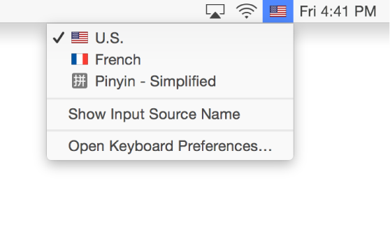 The Input menu in the upper-right corner of the menu bar.