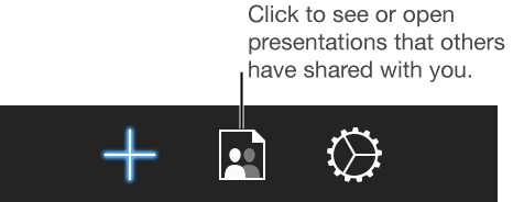 The Shared Presentations button in the Keynote for iWork toolbar
