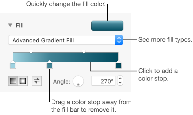 Controls for filling objects with colors