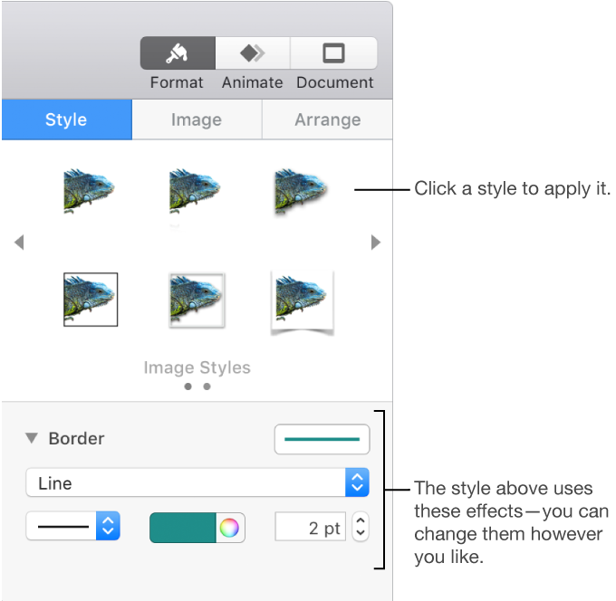 The Style tab of the Format sidebar showing object style options