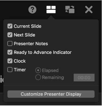 Presenter display options list