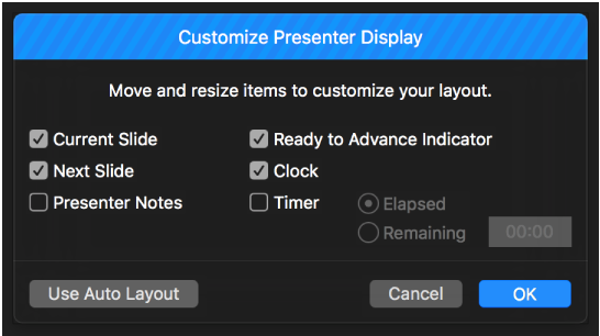 Customize Presenter Display dialog