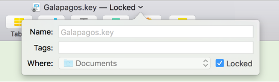 Pop-up for locking or unlocking a presentation