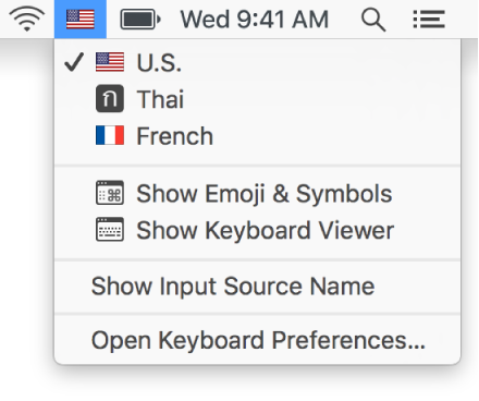 The Input menu in the upper-right corner of the menu bar.