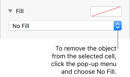 The control for removing an object from the selected cell.