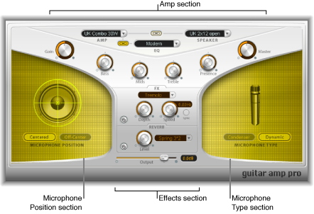 Figure. Guitar Amp Pro window, showing main interface areas.