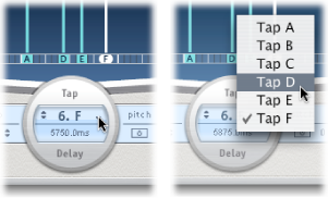 Figure. Tap name and pop-up menu.