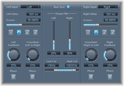 Figure. Stereo Delay window.