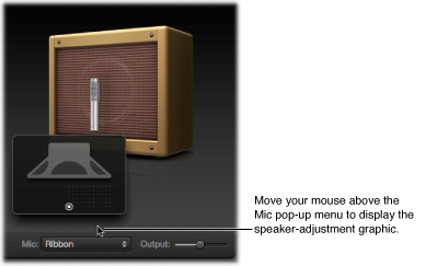 Figure. Microphone parameters, showing the cabinet and speaker adjustment graphic.