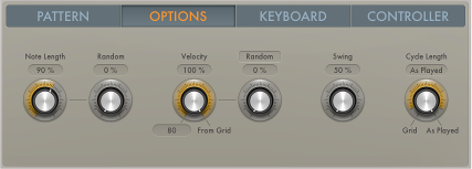 Figure. Arpeggiator Options parameters.