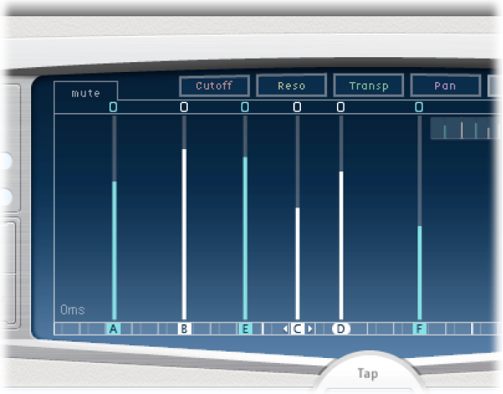 Figure. Tap display, with several selected taps.
