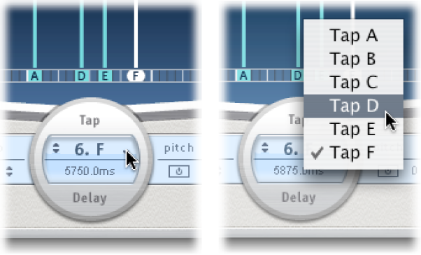 Figure. Tap name and pop-up menu.