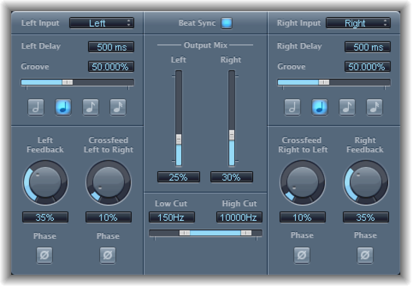 Figure. Stereo Delay window.
