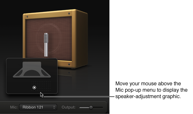 Figure. Microphone parameters, showing the cabinet and speaker adjustment graphic.