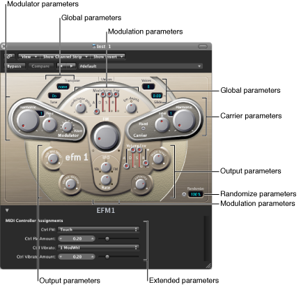Figure. EFM1 window showing main interface areas.